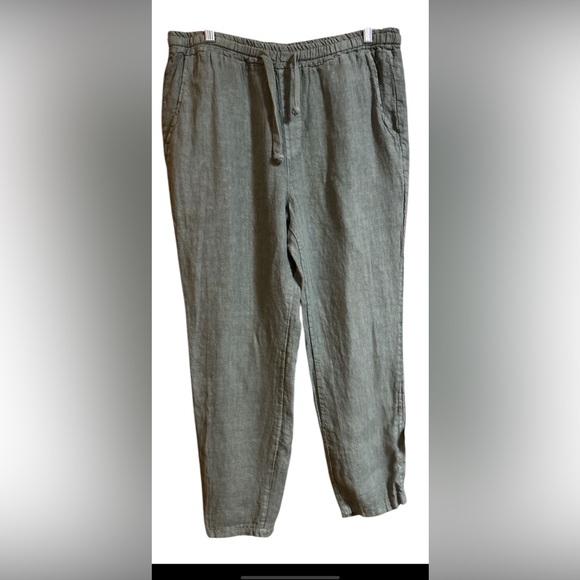 Puro Lino | Pants | Pure Lino Olive Green Linen Pants Made In Italy ...